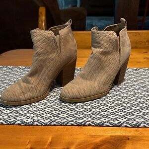 Universal Thread Perforated Taupe Ankle Booties